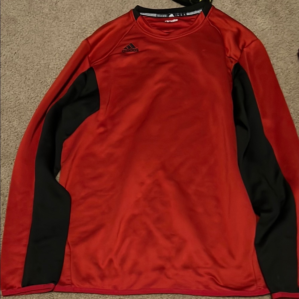 Adidas Red and Black Performance Long Sleeve